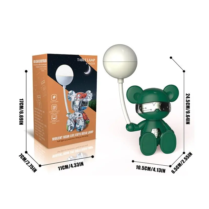 Cartoon bear design moon light, gift USB charging cable, rechargeable night light, creative romantic atmosphere light, children's room bedroom decoration, bedroom lamp, children's bedroom essential, children's gift 2