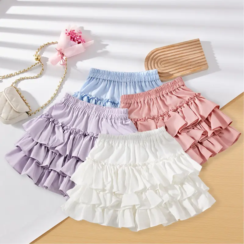 Girls Cute Cake Skirts Versatile Playful Macaron Color Skirts High Elastic Waist Baby Fashion Bottoms