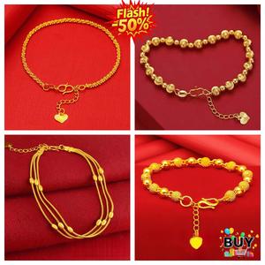 สร้อยข้อมือทองเทียม สำหรับผู้หญิง สร้อยข้อมือลูกปัดโชคลาภ มี 15 แบบ สร้อยข้อมือกว้างชุบทอง เครื่องประดับทองปลอม ของขวัญพร้อมลูกปัดนำโชคดอกไม้