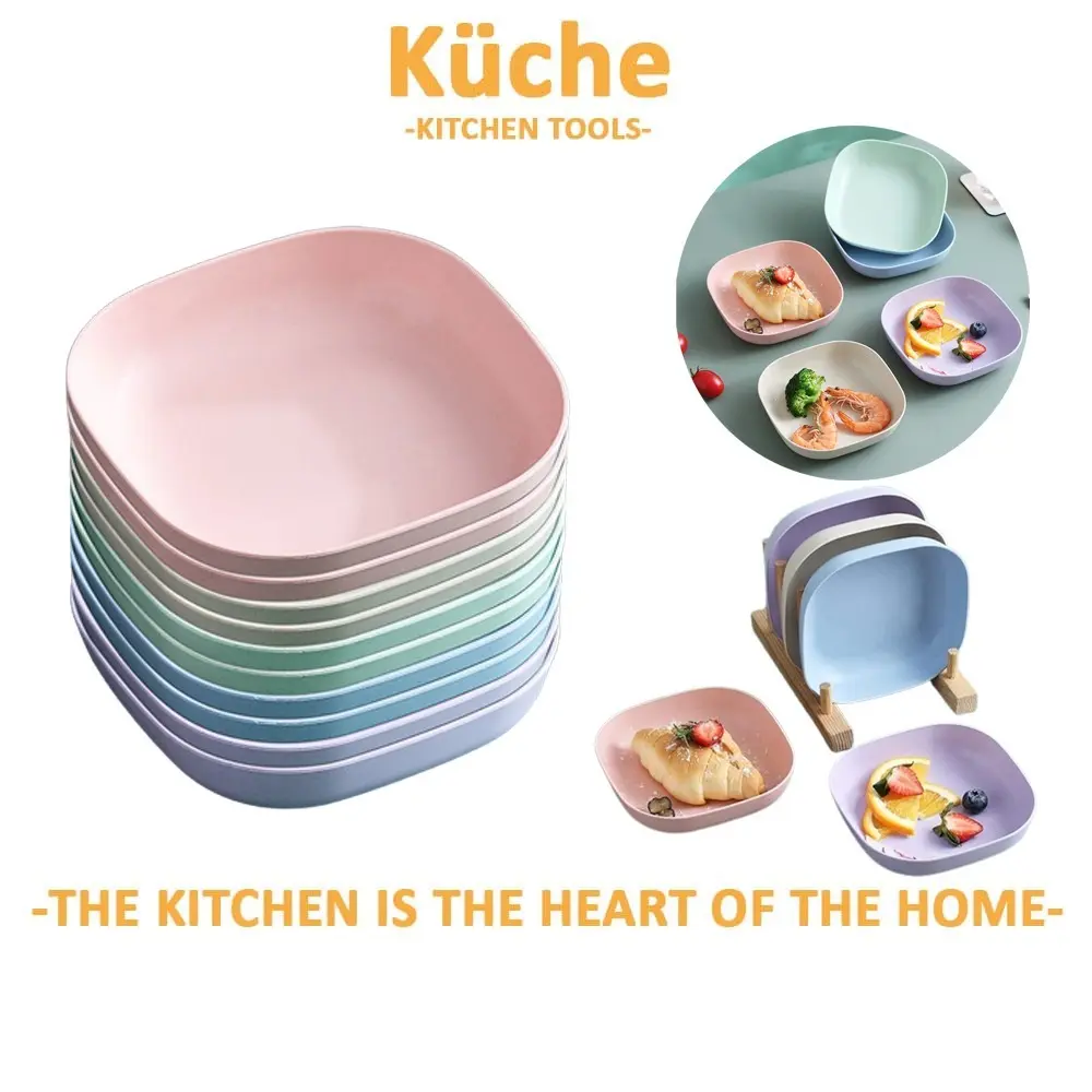 KUCHE Dining Kitchen Small Plates Square Plate Bones Plate Dining Sauce Dish Snack Tray Square Dishes & Plates Dinner Snack Dessert Candy Storage Colorful Plastic Tableware Tray Bone Plate Cutlery Kitchenware