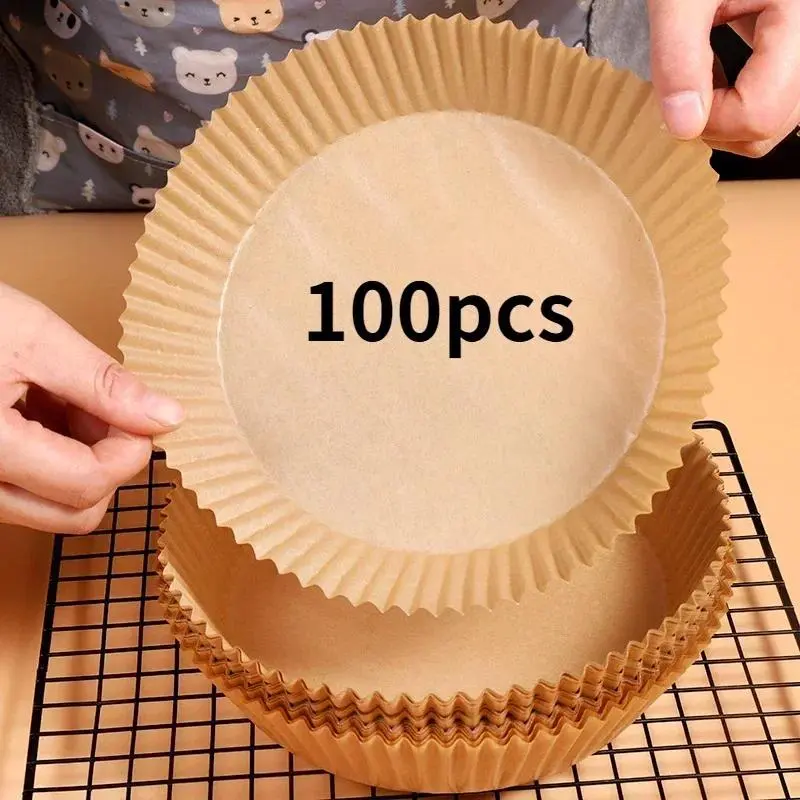 50/100pcs Air Fryer Paper Non Stick Oil Food Paper Air Fryer Disposable Paper Microwave Oven Fried Food Paper Kitchen Desert BBQ Baking Tools
