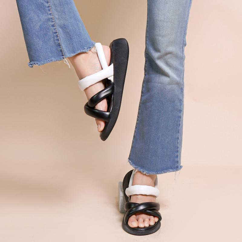 LAPEPA YUK - Sepatu Sandal Wanita Wedges VIVIAN Model Silang dua Tali Strap Belakang Hak Tinggi Sole 3 cm Spatu Sendal Gunung Cewek  Size 36 37 38 39 40 41 Warna Hitam Black Kekinian Premium Terbaru Shoes Ori Original Mall Official Store Promo 6
