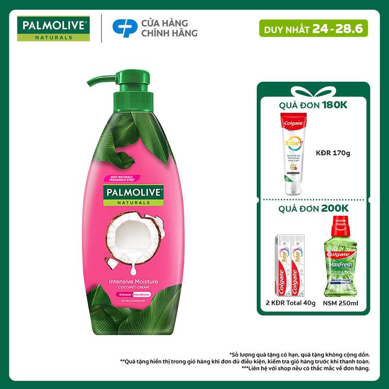 [Duy nhất 24 - 28.6] Dầu gội Palmolive kèm xả 2-trong-1 chiết xuất thiên nhiên 600ML Chăm sóc tóc và Dưỡng tóc bồng bềnh phù hợp cho Nữ và nam
