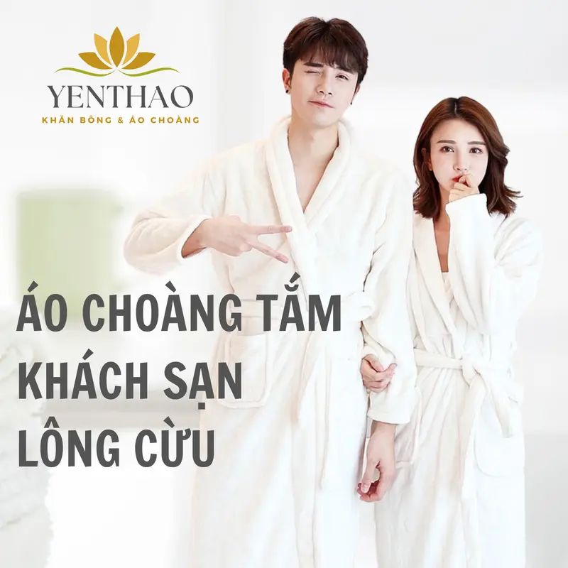 Áo Choàng Tắm Khách Sạn Cao Cấp Bông Lông Cừu YenThao Towels 100% Organic Cotton Nữ Women Dress 0