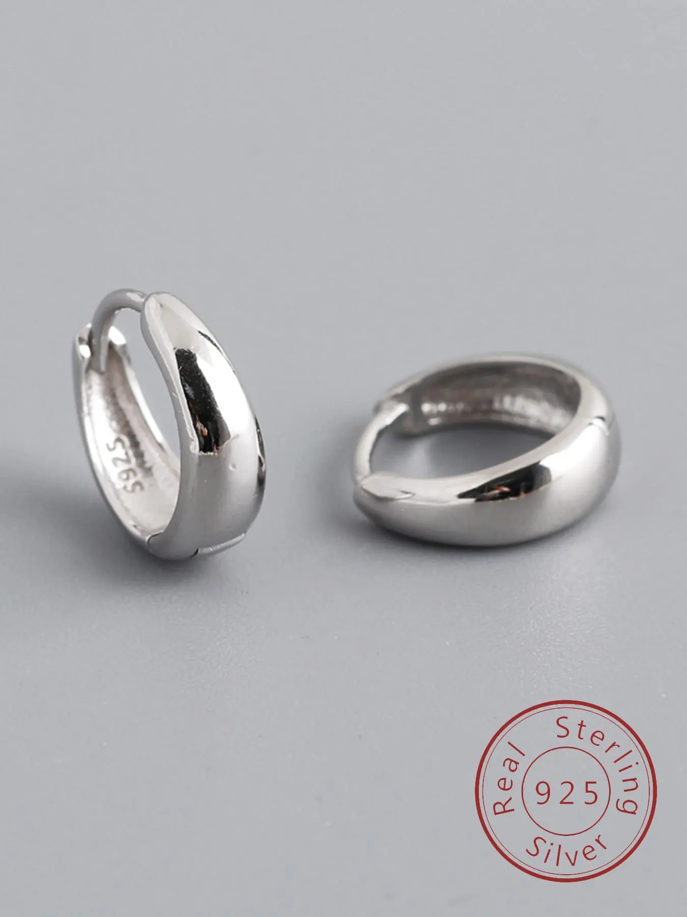 925 Sterling Silver Minimalist Wide Band Hoop Earrings, Fashionable Earrings for Women & Girls, Trendy All-match & Exquisite Jewelry for Birthday Gift