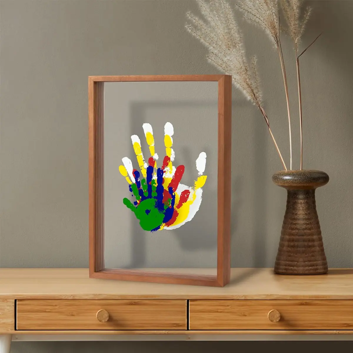 Transparent, Wooden Souvenir, Birth Gift, Birthday Handprint Diy Hand-Shaped Souvenir, Infant Hand And Foot Shape, Family Hand-Shaped Photo Frame, Growth Record