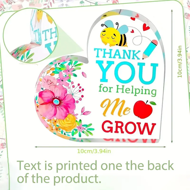 Thank You Acrylic Ornament, 1 Count Unique Birthday Gift for Elders, Teachers, Friends, Sister and Best Friend, Flowers, Decorations 1