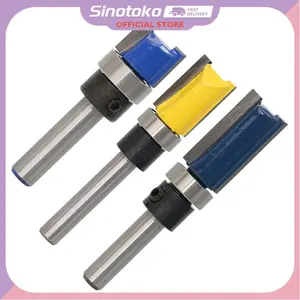 3PCS Pisau Lurus Profil Mata Router Profil Potong HPL Laminate Flush Trim Bearing  Straight Bit Flush Trimmer 12/20/25 mm x ¼ inch