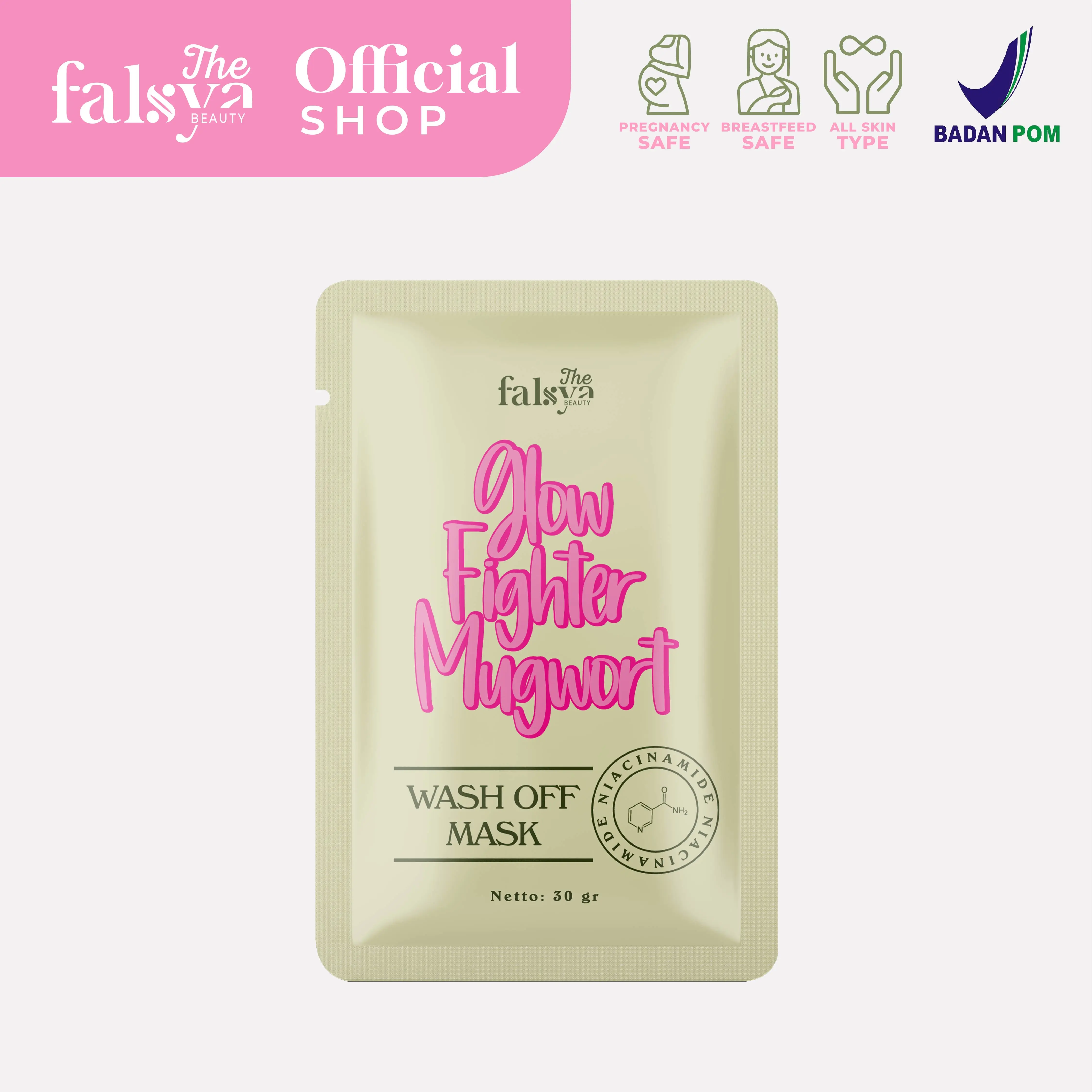 Glow Fighter Mugwort Wash Off Mask by The Falsya Beauty Masker Mencerahkan Kulit Hitam Wajah Berjerawat