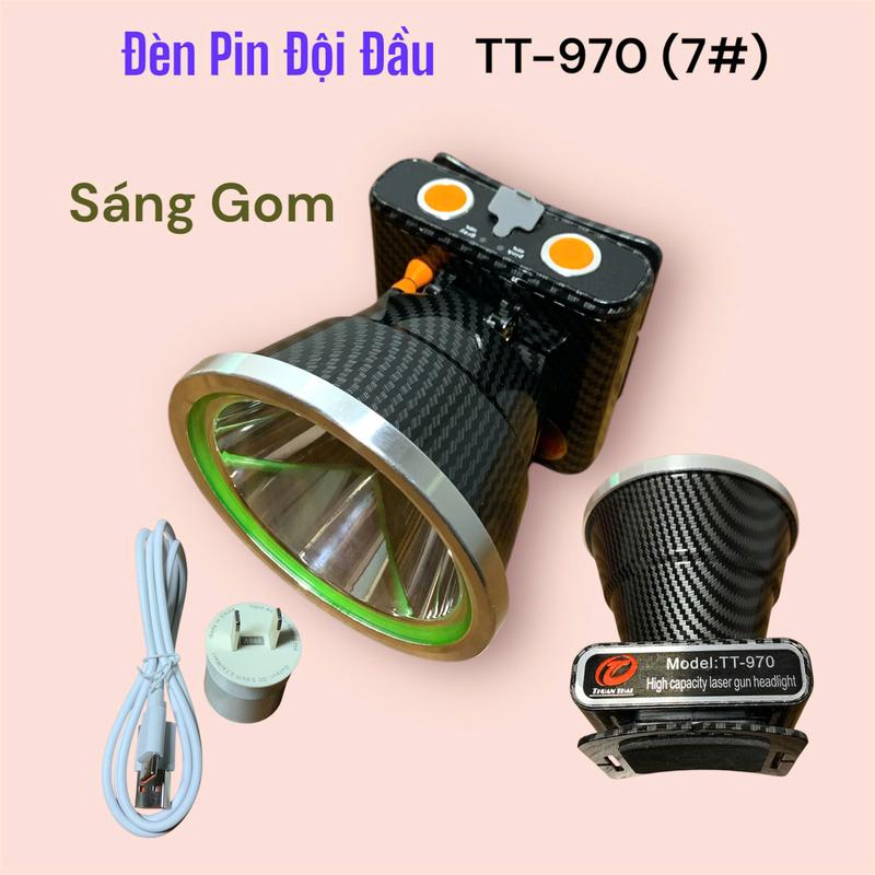 Đèn đội đầu siêu sáng mã TT-970 (7#)  denpin sieusang 1000w  chạy bằng pin đèn di động nhựa siêu bền dendo ida u sieu sang