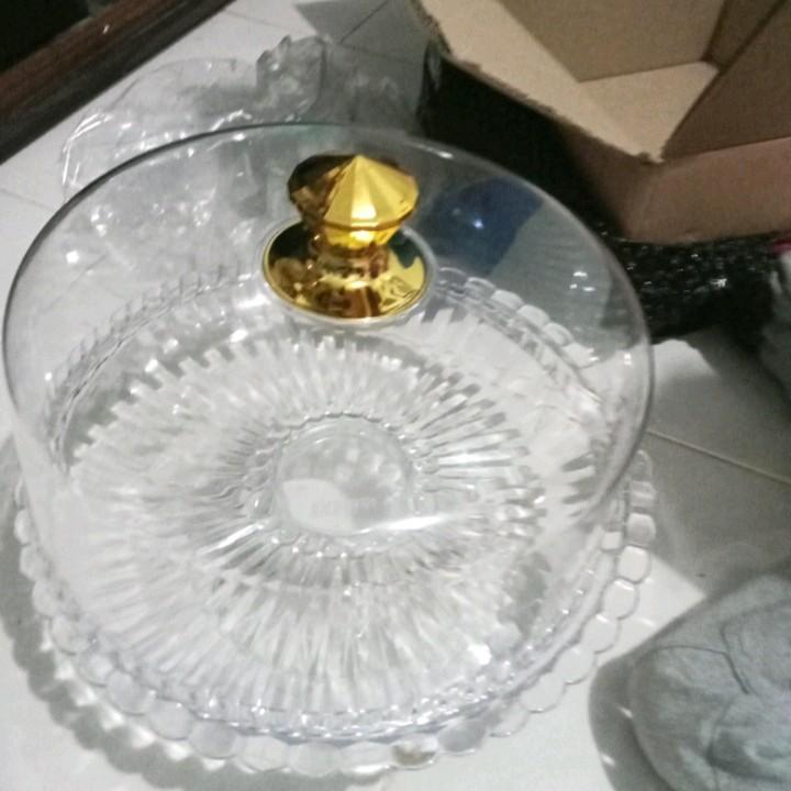 Jual Murah Tempat Kue Bulat Cantik Golden Lemon Acrylic Plastik Kitchenware 6