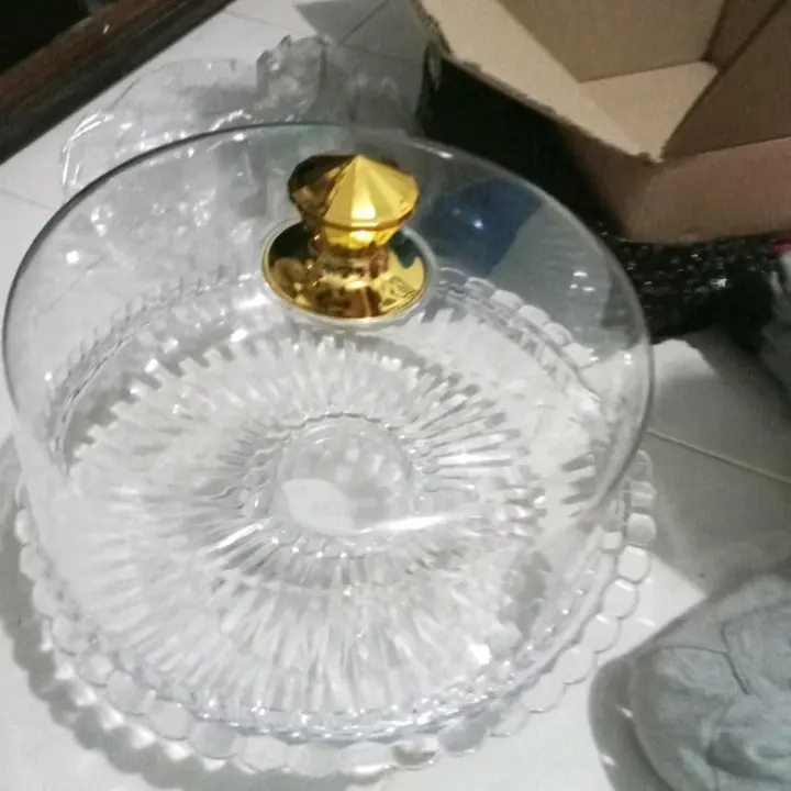 Jual Murah Tempat Kue Bulat Cantik Golden Lemon Acrylic Plastik Kitchenware 6