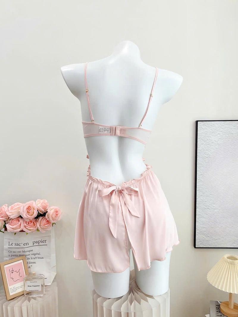 Product Introduction of V158 Váy Ngủ Lụa Hoa Dáng Ngắn Tiểu Thư Đầm Ngủ QCCC Kèm Quần ( Váy Lẻ Ko Kèm Choàng) 8
