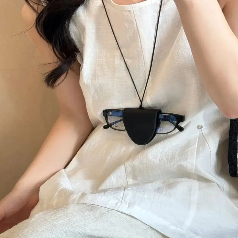 Túi lưu trữ kính mắt bằng da, Cầm Tay với mặt dây chuyền và Dây Treo bền, Kẹp kính râm, Kẹp kính đa chức năng đơn giản 3