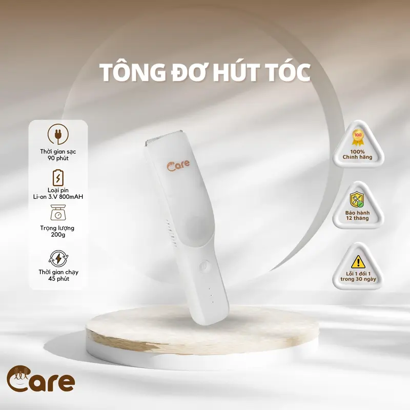 Tông đơ cắt tóc - hút tóc - chống nước cho bé - Loại sạc không dây, lưỡi dao có thể tháo rời, dễ dàng vệ sinh 0