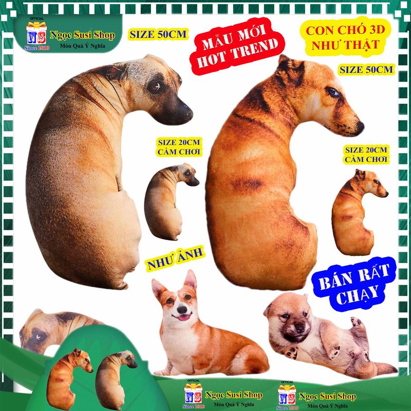 [MUA LÀ CÓ QUÀ] GẤU BÔNG CON CHÓ 3D LIẾC SIÊU HOT HIT MẪU MỚI ĐỘC LẠ - thú bông đồ chơi doll toy búp bê HÀNG ĐỘC NGỌC SUSI [NHƯ THẬT] Thú Nhồi Bông Phát Nhạc