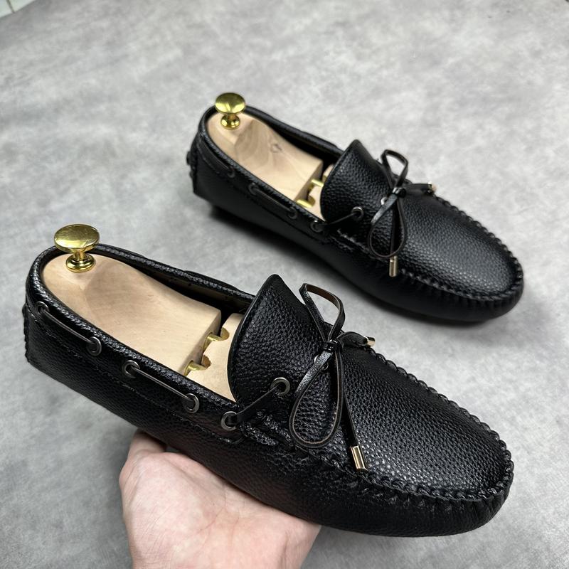 Giày mọi nam giày moca nam họa tiết dây nơ - giày nam da xít đế bệt cao su Đam Bình Store