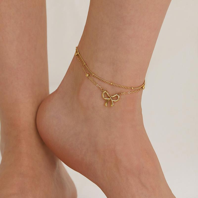 Product Introduction of Stainless Steel Anklet for Women with Bowknot, Unique and Versatile Beach Accessory for Various Occasions anklet 7