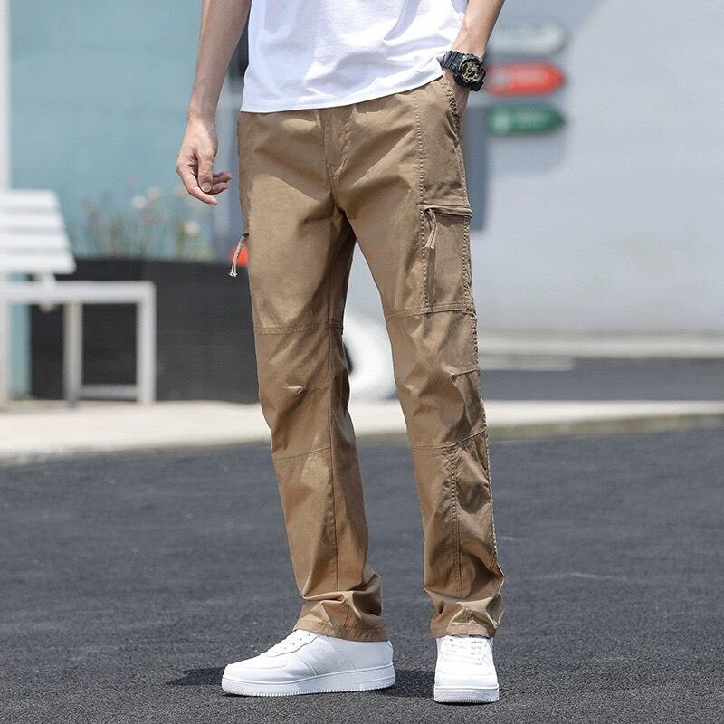 Quần Jogger Nam Kaki,Túi Hộp,Dáng Rộng Vừa Vặn,Có Khóa Kéo Ở Túi,Thời Trang Cá Tính Menswear Pants