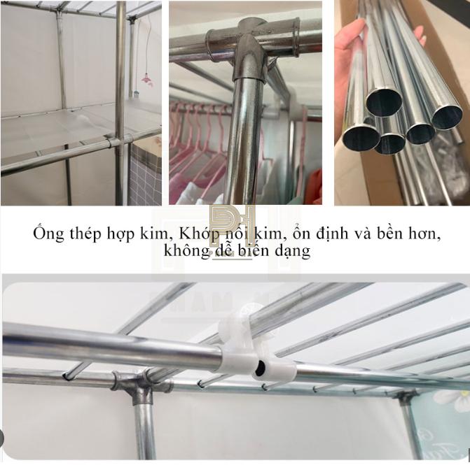Product Introduction of Tủ Quần Áo Tủ Vải Khung Thép Chốt Thép 5 Buồng 10 Ngăn Cỡ Lớn 250Cm khung thép cỡ lớn treo quần áo gấp gọn thoải mái 31