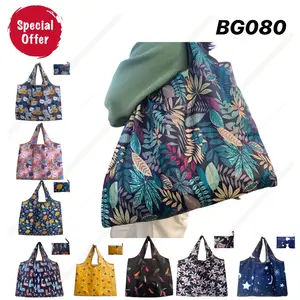 BG080 –  Kantong Belanja Lipat Besar Foldable Shopping Bag Jumbo Tas Belanja Bawaan Motif Totebag Wanita Anti Air Waterproof