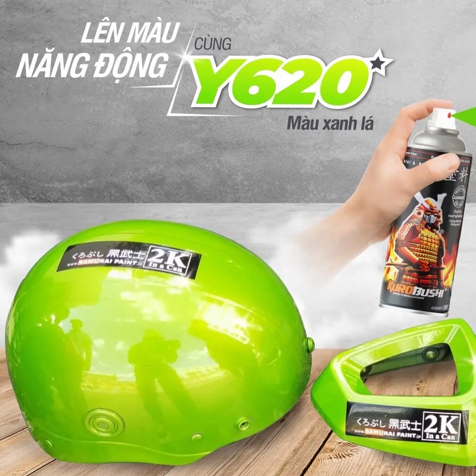 (BAN CHẠY) SƠN XỊT SAMURAI MÀU XANH LÁ LẤP LÁNH Y620 - SƠN DAN ÁO XE MÁY SƠN XỊT BỀN MÀU BÓNG ĐẸP
