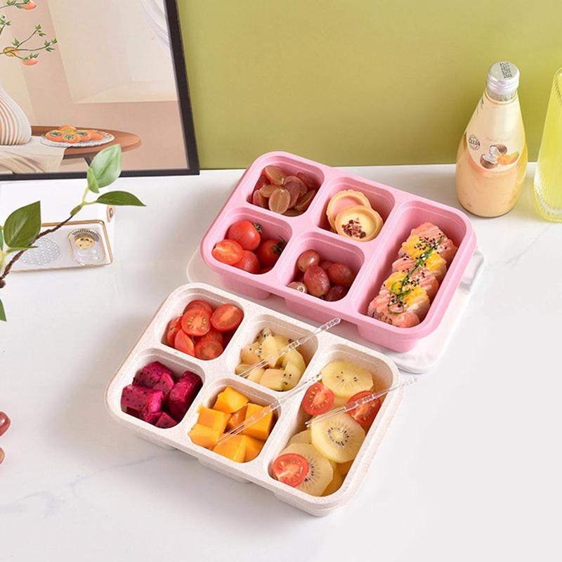 Square Divider Bento Box Reusable 5-compartment Food Container - TikTok ...