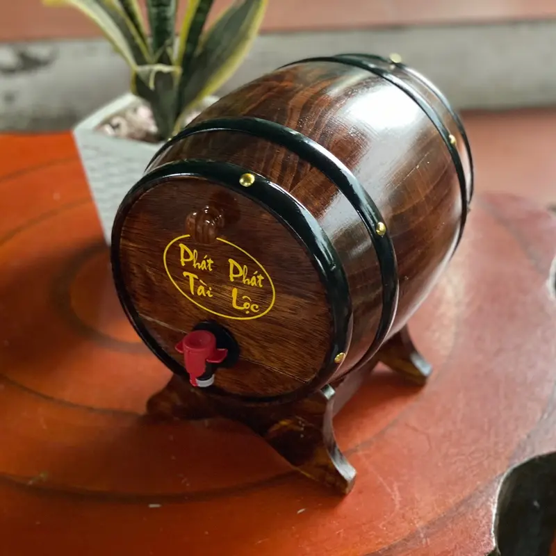 Bom đựng r.ượu dung tích 5l chất liệu gỗ thông nhập khẩu 3
