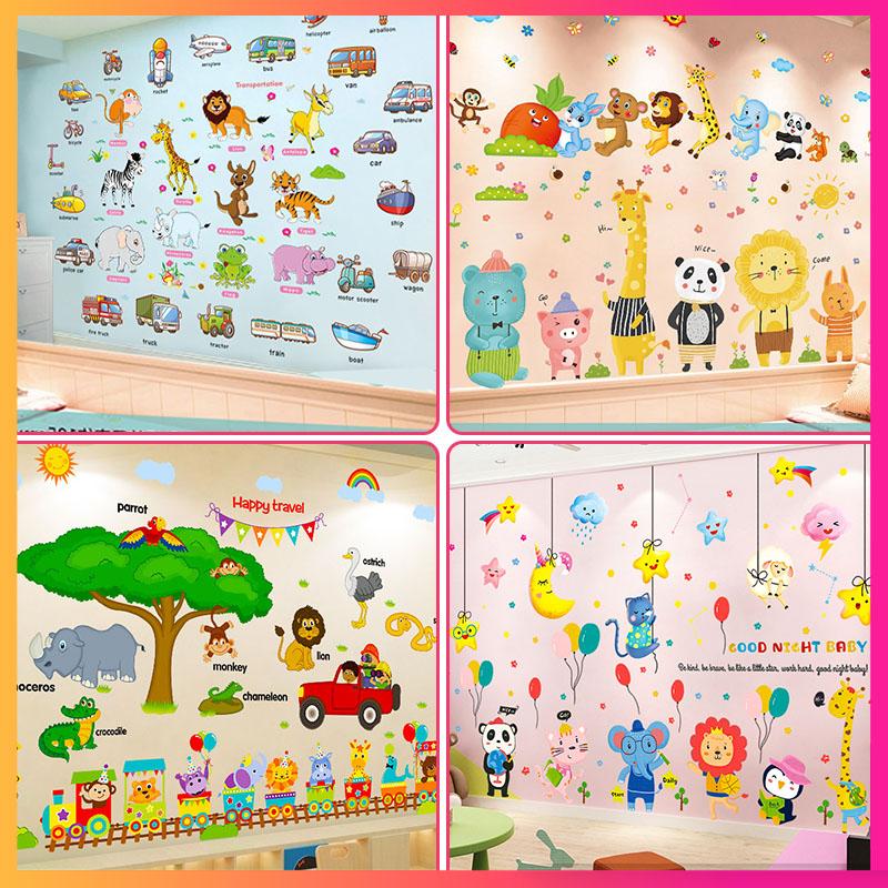 Bộ combo Hình dán trang trí tường, Đề can dán tường động vật có tiếng việt, bảng chữ cái tiếng việt, phương tiện giao thông, thú có tiếng anh trang trí phòng cho bé vừa học vừa chơi thêm sinh động Decor Decal Phòng Khách