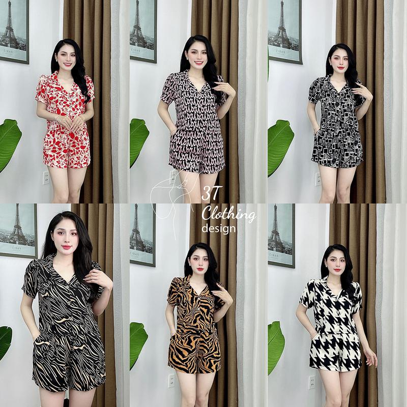 Đồ bộ đùi nữ mặc nhà mùa hè sang chảnh quần đùi tay ngắn form bigsize 40 - 80kg mã D124