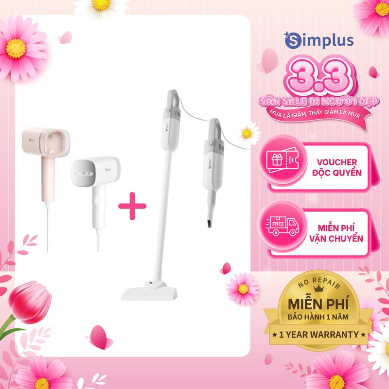 Combo 01 Máy Hút Bụi & 01 Bàn Ủi Hơi Nước Simplus XCQH002 & GTJH020 Bảo Hành 1 Năm Chỉ Đổi Không Sửa