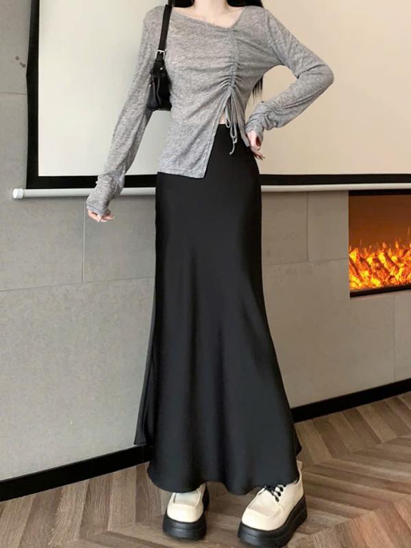 DÁNG ĐUÔI CÁ V17 - Chân váy đuôi cá lụa vân gỗ cực xinh, thanh lịch