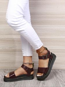 Women's Fashionable Solid Color Platform Sandals, Leather Sandals, Elegant Sandal, Casual Comfortable Brown Peep Toe Elegant Sandals for Summer, Lightweight Breathable Shoes for Daily Wear, Girl, Stylish Footwear