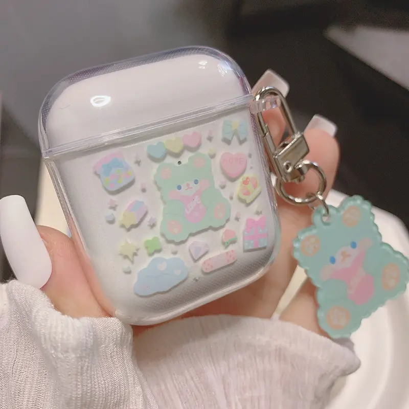 Casing Bluetooth Transparan Pelindung Kompatibel Untuk Airp0ds 3pro headset Bluetooth case Dengan Motif Kartun Lucu BE00 Aksesoris Headphone