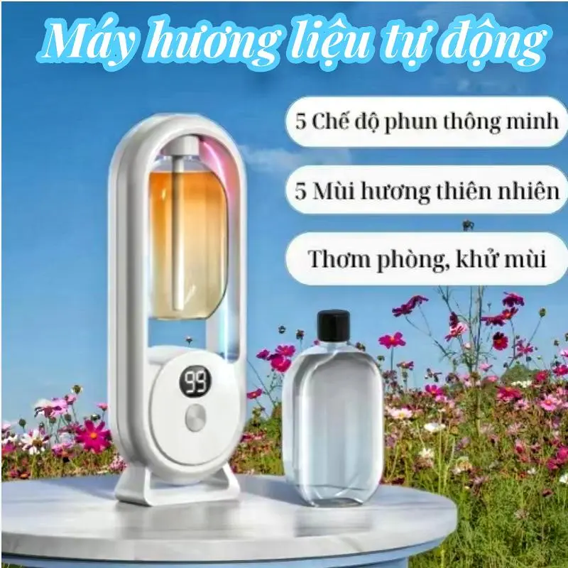 【HOT】Máy Xịt Thơm Phòng Tự Động,5 Mùi Hương Thiên Nhiên,Hiển Thị % Pin,Pin Sạc Phun Tinh Dầu,nước hoa,Khử mùi,máy xông tinh dầu phòng ngủ Phun Sương Tạo Độ Ẩm Máy Khuếch Tán Tinh Dầu 0