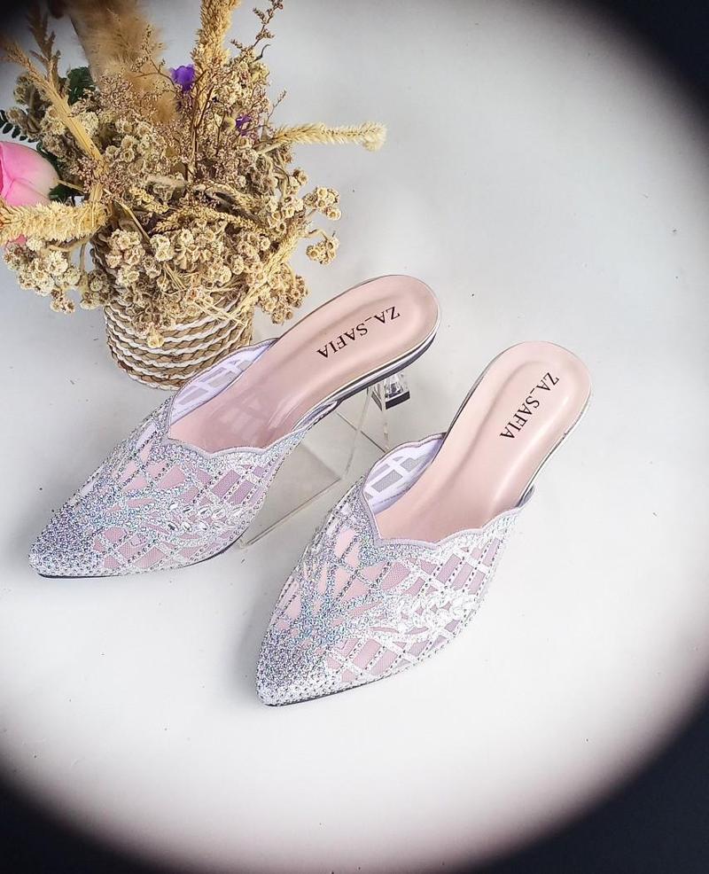 Product Introduction of ZA-SAFIA Sepatu Bapau Heels Wanita Kekinian Full Payet - SN09 10