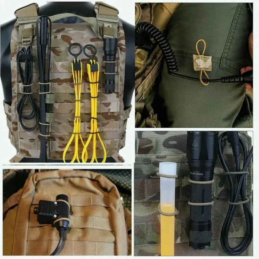 Tactical Elastic Band (10pcs/set), Multifunctional Tool Holder, Outdoor Camping Tool Holder, Multipurpose Elastic Band for Antenna Pole Tube, Camping Equipment