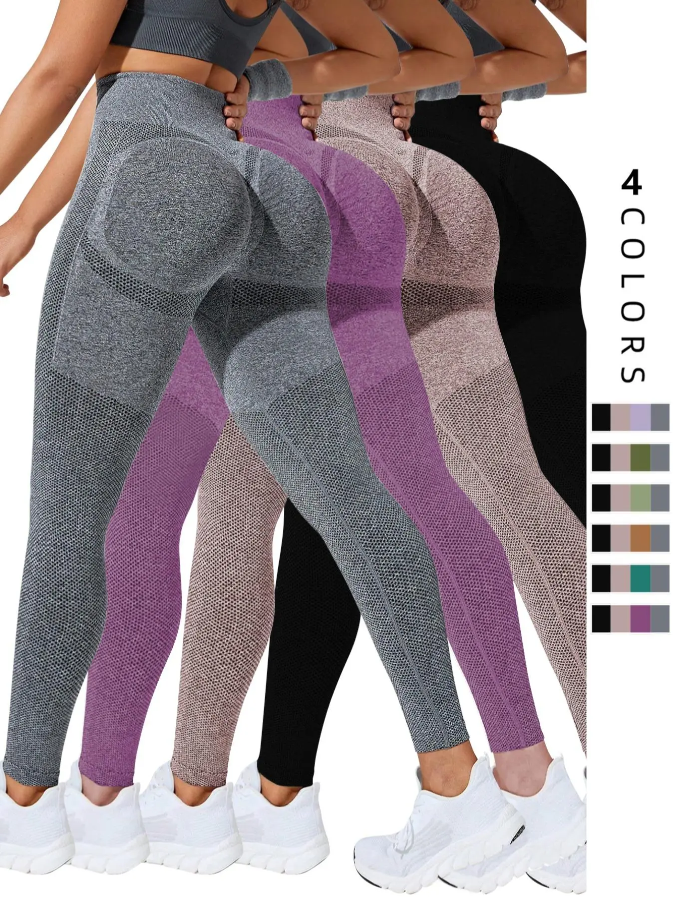 Women's Solid High Waist Sports Leggings, High Stretch Seamless Yoga Leggings, Ladies Sportswear for Indoor Outdoor Wear, Gym Clothes Women