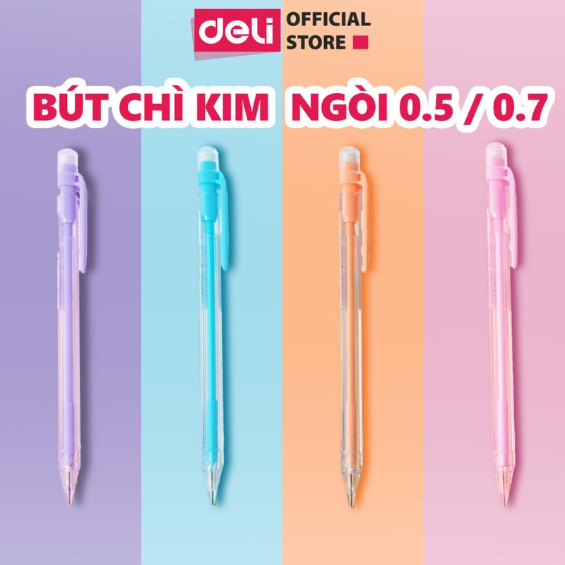 Bút chì kim pastel Deli ngòi 0.5/0.7mm - Có ngòi chì 2B - Chì kìm bấm cho học sinh, sinh viên, văn phòng ghi chú, vẽ tranh, luyện viết
