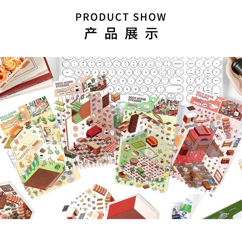 Product Introduction of idako [My Cabin Series] 3D Miniatures, Landscaping, Stickers, Cute, Little House DIY Scene, Decoration, Stickers SS249 diy 5