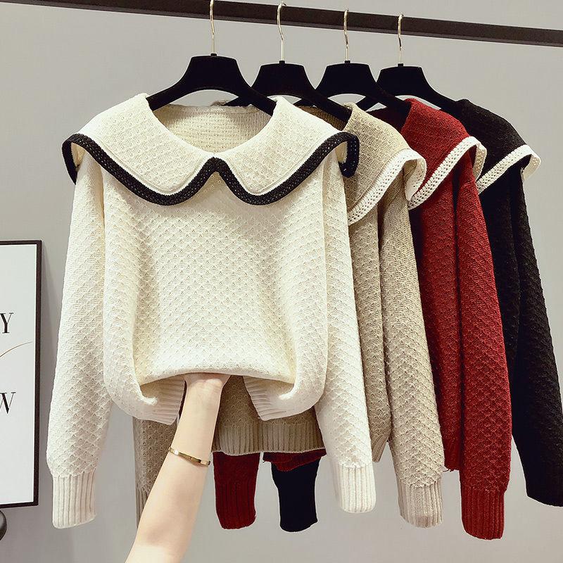 Áo Len Cổ Peter Pan, Màu Đỏ, Quần Áo Nữ, Mùa Thu Và Mùa Đông, Dày Dặn, Thời Trang Mặc Trong Mới 2024, Chủ Đề Cuộc Sống Giáng Sinh Women Top aolennu aolen