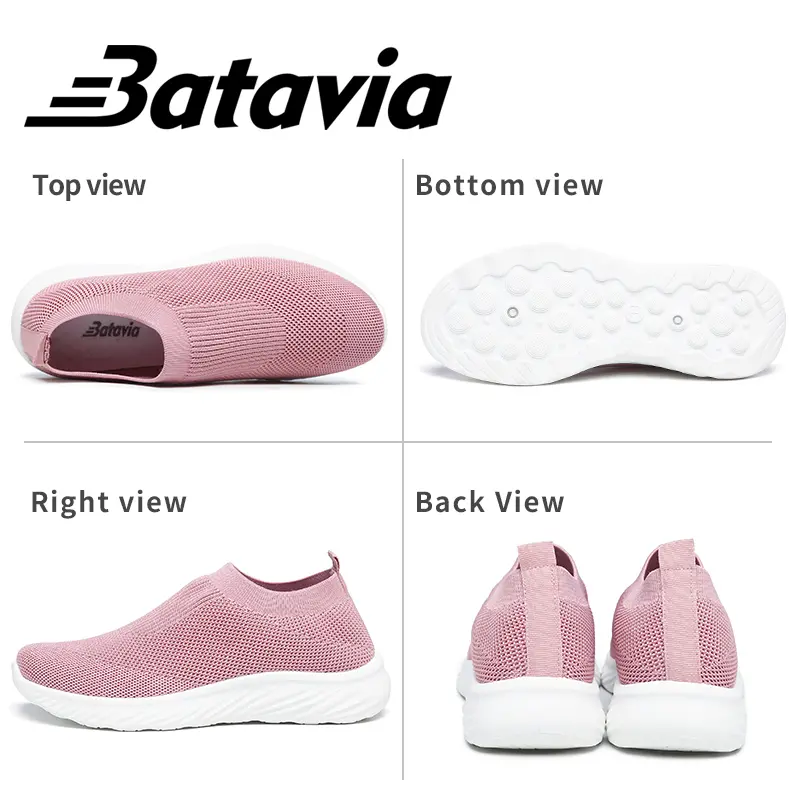 Batavia Sepatu olahraga premium perempuan terbaru rajut adem antislip antiaus sepatu lari anak perempuan  Sport Pink Hitam Abu Grey kanvas  sekolah Onlinemall N6 2