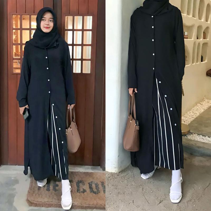 Product Introduction of RED Dress Kemeja Leisis Oversize 1223/Long Tunik Wanita/Cardigan Panjang kekinian Casual look 3
