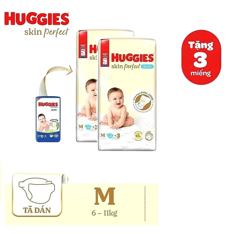 Tã Dán/Quần Sơ Sinh Huggies NB70+4/S54+4/S80+2/M46+3/M76+3 Miếng (Số miếng tặng có thể sẽ thay đổi tùy vào đợt nhập hàng)_Cho bé từ sơ sinh 2