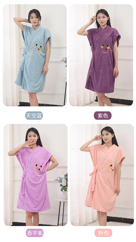 Product Introduction of Áo choàng tắm kẻ sọc dứa, hàng mới về, khăn tắm có thể đeo được, làm bằng lông cừu san hô, dày và mềm mại, thấm hút, thích hợp cho đồ ngủ tại nhà và khách sạn, quần áo cho phụ nữ, phụ nữ và nam giới, Wenmen 17