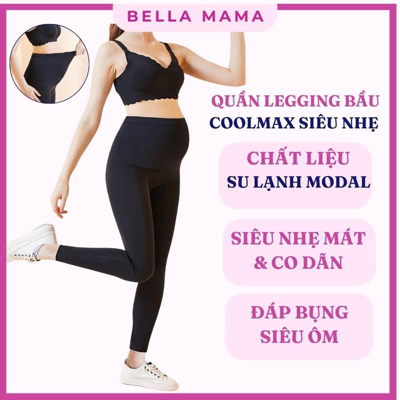 Quần legging bầu su lạnh cool max siêu nhẹ mát co dãn thoải mái quần bầu legging su đáp bụng to Bella Mama QS1