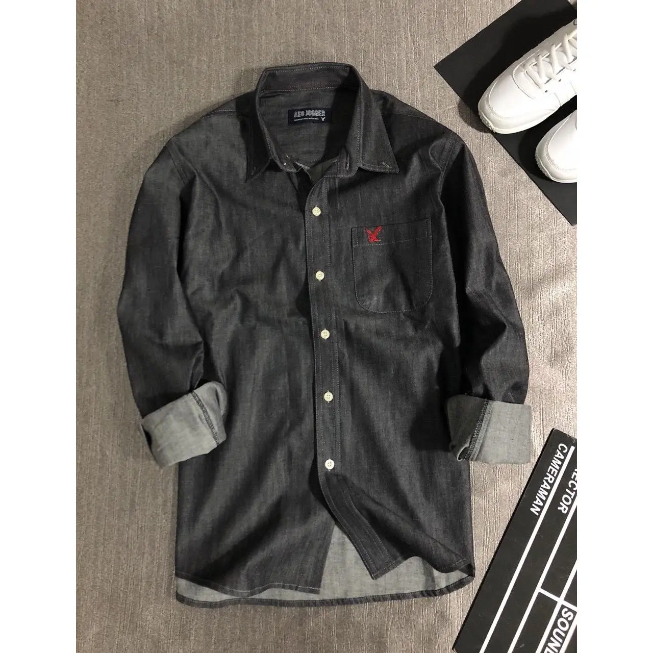 Áo Sơ Mi Denim Giả, Dành Cho Nam, Dài Tay