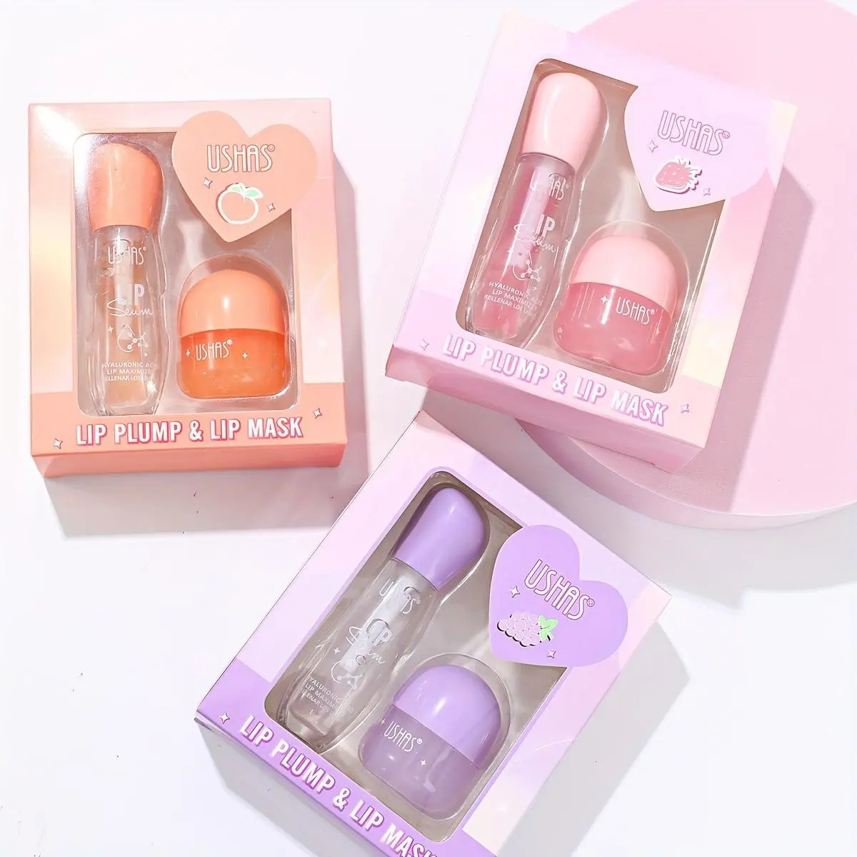 Fruit Flavor Lip Gloss & Lip Mask Set, 2 Counts/set Moisturizing Lip Mask & Lip Gloss, Glossy Lip Glaze Stick, Plumping Lip Oil Lip Stick for Girls & Women, Christmas Gift
