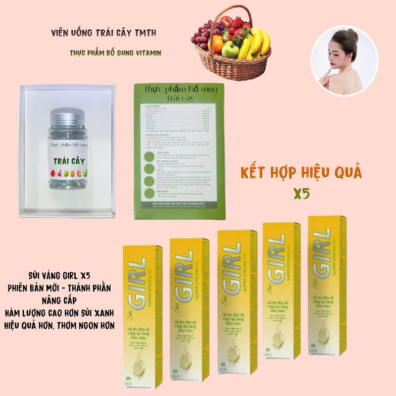 [ Combo Kết hợp ] Viên Uống Trái Cây TMTH bổ sung vitamin trái cây  + 5 tuýp sủi bản vàng PHIÊN BẢN MỚI  thực phẩm chăm sóc sắc đẹp 0