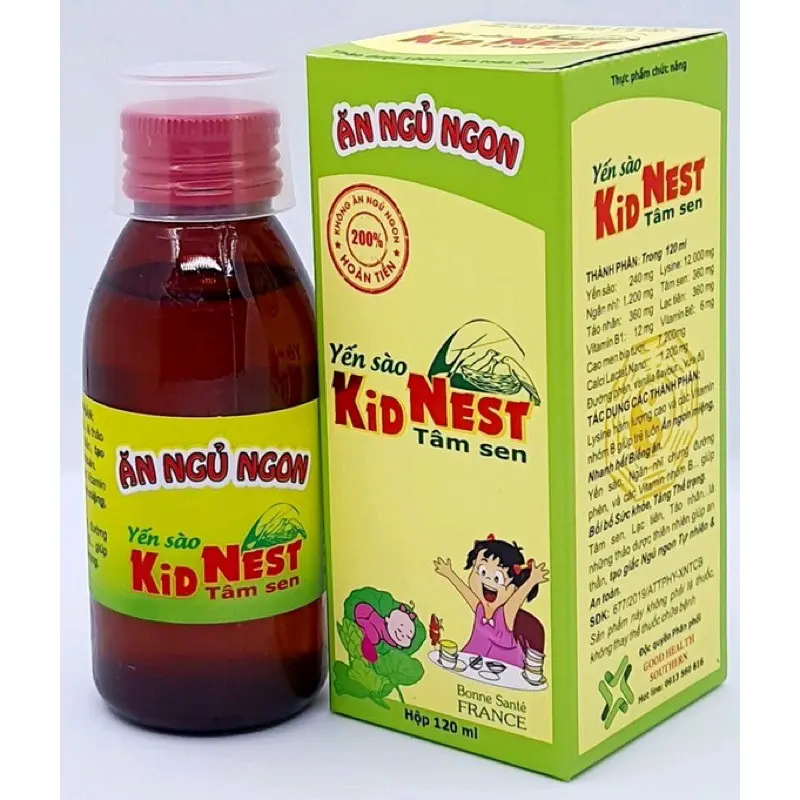 Siro Kid nest tâm sen chai 120ml từ yến sào giúp bé ăn ngủ ngon an toàn hiệu quả giá tốt 0